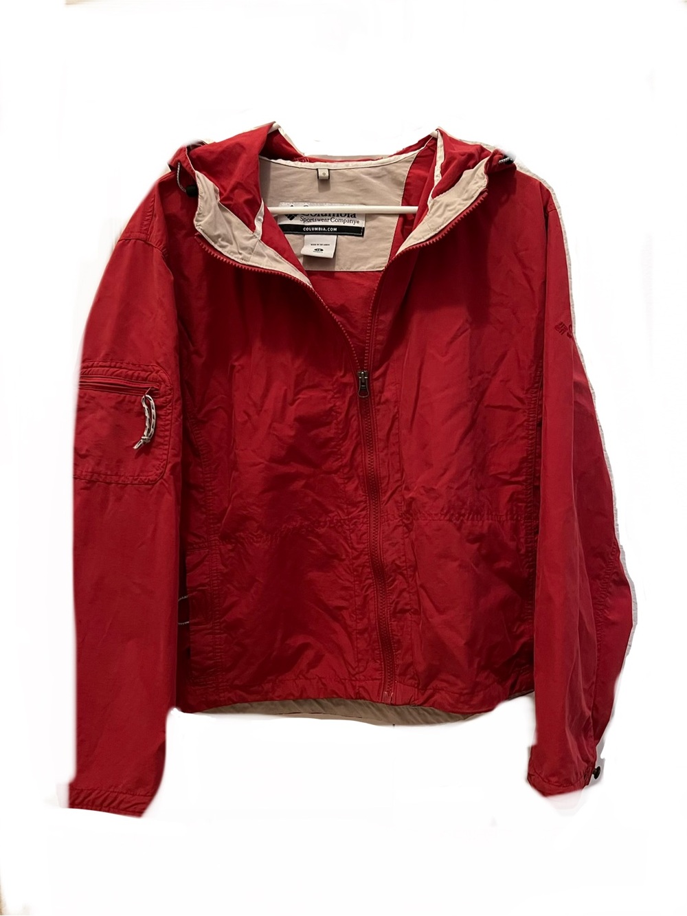 Columbia Red Hooded Windbreaker Jacket 1X